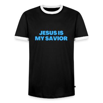 Jésus est mon Sauveur - Citations chrétiennes - T-shirt contrasté Homme - noir/blanc - Devant - AI Model Female 172 light (172cm) & AI Model Male 178 light (178cm)