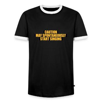 may spontaneously start singing - Men's Ringer Shirt - black/white - Front - AI Model Female 172 light (172cm) & AI Model Male 178 light (178cm)