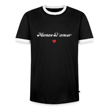 maman d'amour - T-shirt contrasté Homme - noir/blanc - Devant - AI Model Female 172 light (172cm) & AI Model Male 178 light (178cm)