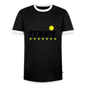 tennis 01 - Männer Kontrast-T-Shirt - Schwarz/Weiß - Vorne - AI Model Female 172 light (172cm) & AI Model Male 178 light (178cm)