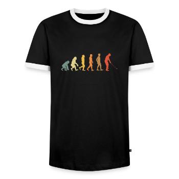 Golf Evolution vitage retro - Men's Ringer Shirt - black/white - Front - AI Model Female 172 light (172cm) & AI Model Male 178 light (178cm)