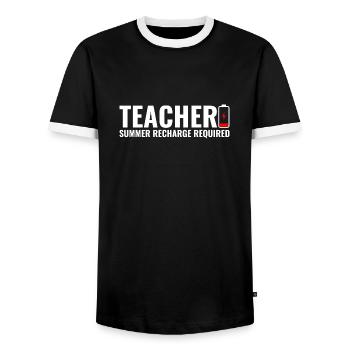 Recharge estivale de batterie d’enseignant requise - T-shirt contrasté Homme - noir/blanc - Devant - AI Model Female 172 light (172cm) & AI Model Male 178 light (178cm)