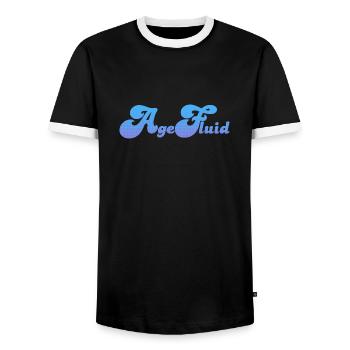 Agefluid - Men's Ringer Shirt - black/white - Front - AI Model Female 172 light (172cm) & AI Model Male 178 light (178cm)