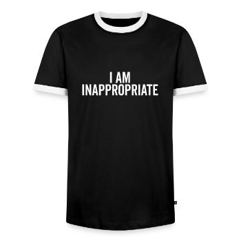 I Am Inappropriate - Men's Ringer Shirt - black/white - Front - AI Model Female 172 light (172cm) & AI Model Male 178 light (178cm)
