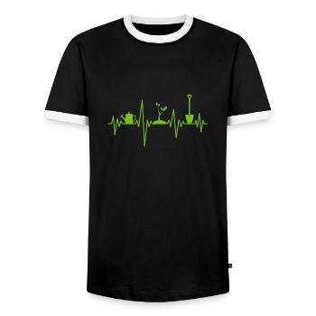 Garten Gärtner Gartenarbeit Herzschlag - Männer Kontrast-T-Shirt - Schwarz/Weiß - Vorne - AI Model Female 172 light (172cm) & AI Model Male 178 light (178cm)