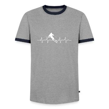 Ski Heartbeat Sports d’hiver - T-shirt contrasté Homme - gris/marine  - Devant - AI Model Female 172 light (172cm) & AI Model Male 178 light (178cm)