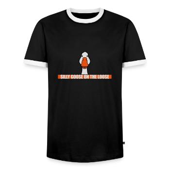 goose on the loose - Männer Kontrast-T-Shirt - Schwarz/Weiß - Vorne - AI Model Female 172 light (172cm) & AI Model Male 178 light (178cm)