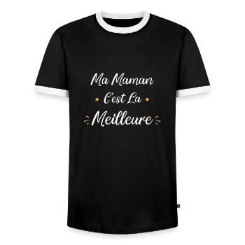 Ma Maman c'est la meilleure - T-shirt contrasté Homme - noir/blanc - Devant - AI Model Female 172 light (172cm) & AI Model Male 178 light (178cm)
