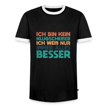 Ich Bin Kein Klugscheißer Ich Weiß Nur... - Männer Kontrast-T-Shirt - Schwarz/Weiß - Vorne - AI Model Female 172 light (172cm) & AI Model Male 178 light (178cm)