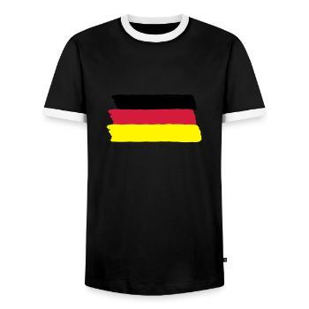 deutschland - Männer Kontrast-T-Shirt - Schwarz/Weiß - Vorne - AI Model Female 172 light (172cm) & AI Model Male 178 light (178cm)