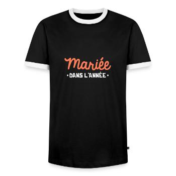 Mariée dans l'année evjf - T-shirt contrasté Homme - noir/blanc - Devant - AI Model Female 172 light (172cm) & AI Model Male 178 light (178cm)