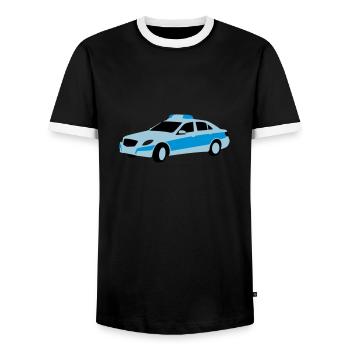 polizei - Männer Kontrast-T-Shirt - Schwarz/Weiß - Vorne - AI Model Female 172 light (172cm) & AI Model Male 178 light (178cm)