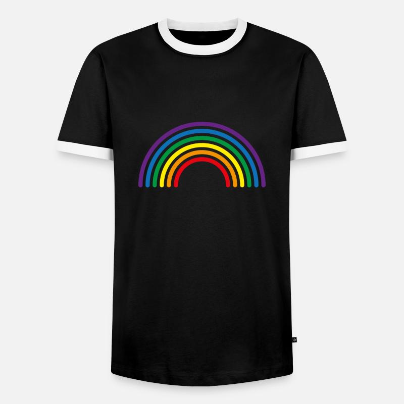 Rainbow Multi-Colour Lines - Men's Ringer Shirt - black/white