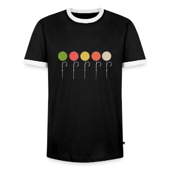 Carp Carp Anglers Carp Fishing Pop Up Boilie - Men's Ringer Shirt - black/white - Front - AI Model Female 172 light (172cm) & AI Model Male 178 light (178cm)