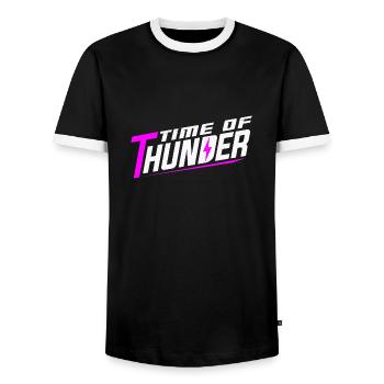 PINK POWER - Männer Kontrast-T-Shirt - Schwarz/Weiß - Vorne - AI Model Female 172 light (172cm) & AI Model Male 178 light (178cm)