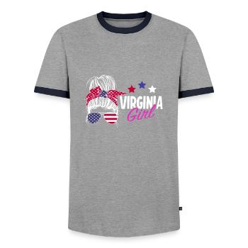 Virginia - Männer Kontrast-T-Shirt - Grau/Navy  - Vorne - AI Model Female 172 light (172cm) & AI Model Male 178 light (178cm)