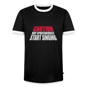 may spontaneously start singing - Männer Kontrast-T-Shirt - Schwarz/Weiß - Vorne - AI Model Female 172 light (172cm) & AI Model Male 178 light (178cm)