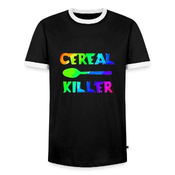 Cereal Killer | Muesli | Cereals | Breakfast | Ge - Men's Ringer Shirt - black/white - Front - AI Model Female 172 light (172cm) & AI Model Male 178 light (178cm)