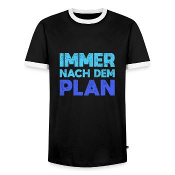 Immer Nach Dem Plan - Männer Kontrast-T-Shirt - Schwarz/Weiß - Vorne - AI Model Female 172 light (172cm) & AI Model Male 178 light (178cm)