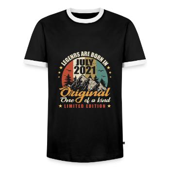 Légendes Originales Sont Nées En Juillet 2021 - T-shirt contrasté Homme - noir/blanc - Devant - AI Model Female 172 light (172cm) & AI Model Male 178 light (178cm)
