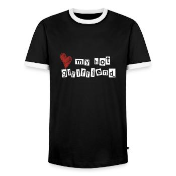 Love my hot girlfriend - Men's Ringer Shirt - black/white - Front - AI Model Female 172 light (172cm) & AI Model Male 178 light (178cm)