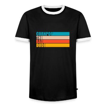 Corn Pop était un mauvais mec Retro Cornpop Meme - T-shirt contrasté Homme - noir/blanc - Devant - AI Model Female 172 light (172cm) & AI Model Male 178 light (178cm)