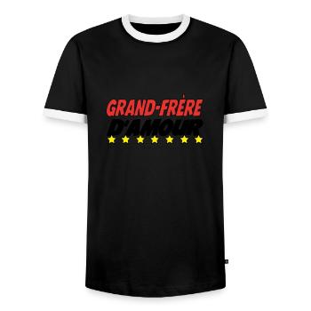 Grand Frère d'amour - T-shirt contrasté Homme - noir/blanc - Devant - AI Model Female 172 light (172cm) & AI Model Male 178 light (178cm)