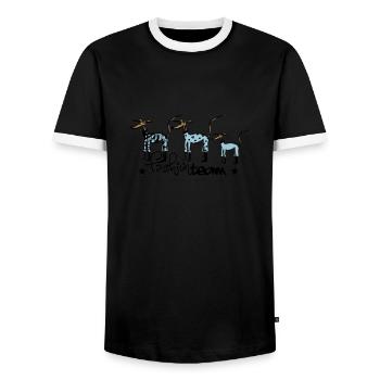 fashion team - Men's Ringer Shirt - black/white - Front - AI Model Female 172 light (172cm) & AI Model Male 178 light (178cm)