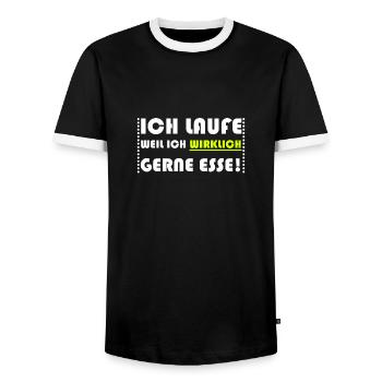 Ich laufe weil ich wirklich gerne esse - Männer Kontrast-T-Shirt - Schwarz/Weiß - Vorne - AI Model Female 172 light (172cm) & AI Model Male 178 light (178cm)