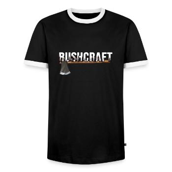 bushcraft outdoor survival - Men's Ringer Shirt - black/white - Front - AI Model Female 172 light (172cm) & AI Model Male 178 light (178cm)