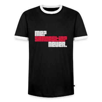 me sarcastic never quote - Men's Ringer Shirt - black/white - Front - AI Model Female 172 light (172cm) & AI Model Male 178 light (178cm)