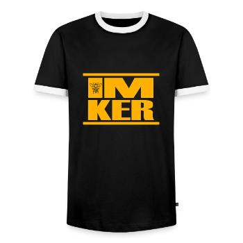 Imker Bienenzüchter und Bienenkönigin - Männer Kontrast-T-Shirt - Schwarz/Weiß - Vorne - AI Model Female 172 light (172cm) & AI Model Male 178 light (178cm)