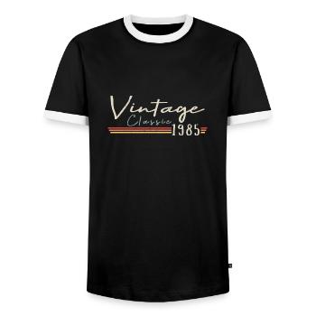 Vintage Original since 1985 Geburtstag Retro 1985 - Männer Kontrast-T-Shirt - Schwarz/Weiß - Vorne - AI Model Female 172 light (172cm) & AI Model Male 178 light (178cm)