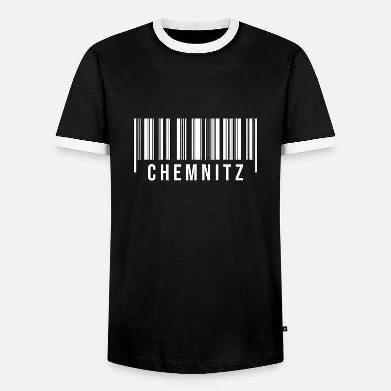 Erzgebirge Strichcode Chemnitz - Männer Kontrast-T-Shirt - Schwarz/Weiß