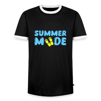 Summer Mode - Men's Ringer Shirt - black/white - Front - AI Model Female 172 light (172cm) & AI Model Male 178 light (178cm)
