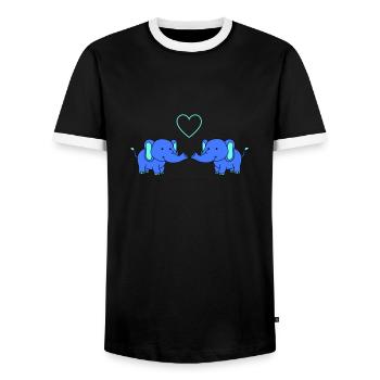 elefanten verliebt - Männer Kontrast-T-Shirt - Schwarz/Weiß - Vorne - AI Model Female 172 light (172cm) & AI Model Male 178 light (178cm)