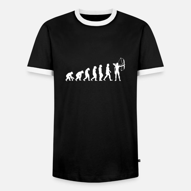 Bogenschießen Evolution der Menschen Sport - Männer Kontrast-T-Shirt - Schwarz/Weiß