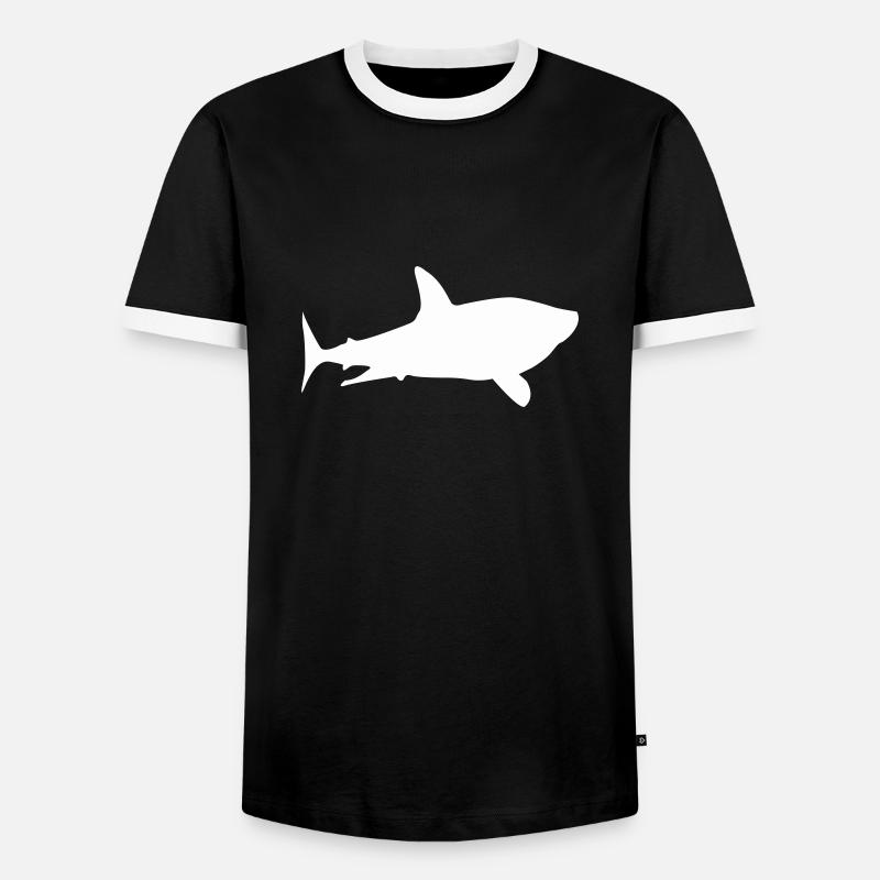 shark shark - Men's Ringer Shirt - black/white