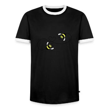 bees in love - Men's Ringer Shirt - black/white - Front - AI Model Female 172 light (172cm) & AI Model Male 178 light (178cm)