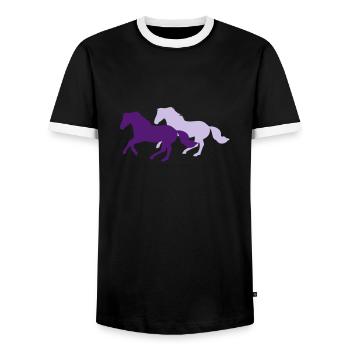 Two galloping horses - you can change all colours - Men's Ringer Shirt - black/white - Front - AI Model Female 172 light (172cm) & AI Model Male 178 light (178cm)
