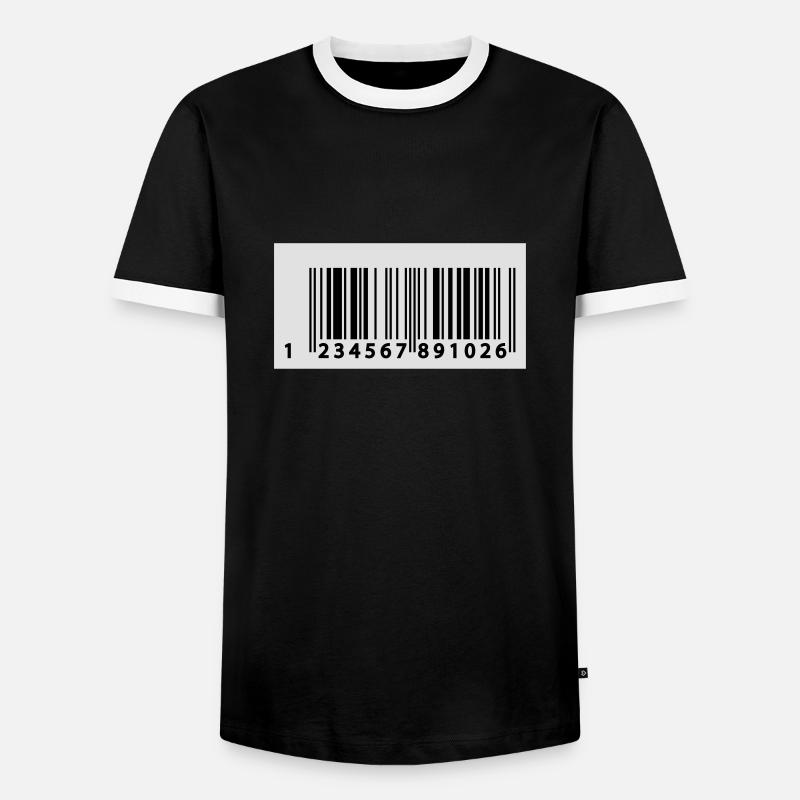 123456789106 EAN Code - Männer Kontrast-T-Shirt - Schwarz/Weiß