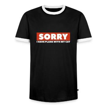 Katzenmensch/ Katze / Lustiger Katzenspruch - Männer Kontrast-T-Shirt - Schwarz/Weiß - Vorne - AI Model Female 172 light (172cm) & AI Model Male 178 light (178cm)