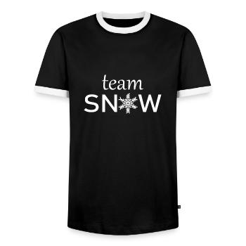 Ski Skiing Snowboard Snowboarder - Men's Ringer Shirt - black/white - Front - AI Model Female 172 light (172cm) & AI Model Male 178 light (178cm)
