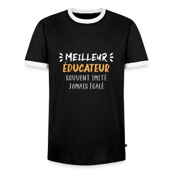 Souvent imité jamais égalé meilleur educateur - T-shirt contrasté Homme - noir/blanc - Devant - AI Model Female 172 light (172cm) & AI Model Male 178 light (178cm)