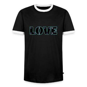 Liebe blaue Katzenpfoten - Männer Kontrast-T-Shirt - Schwarz/Weiß - Vorne - AI Model Female 172 light (172cm) & AI Model Male 178 light (178cm)