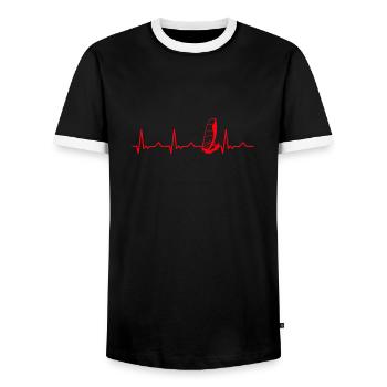 Heartbeat Windsurfer Windsurfing - Men's Ringer Shirt - black/white - Front - AI Model Female 172 light (172cm) & AI Model Male 178 light (178cm)
