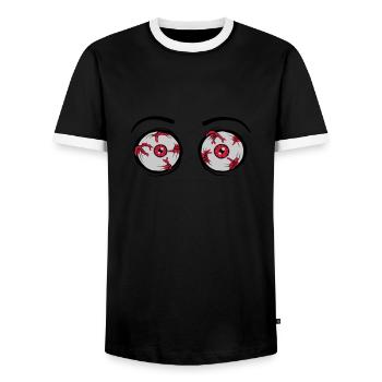 2 yeux effrayants et fous - T-shirt contrasté Homme - noir/blanc - Devant - AI Model Female 172 light (172cm) & AI Model Male 178 light (178cm)
