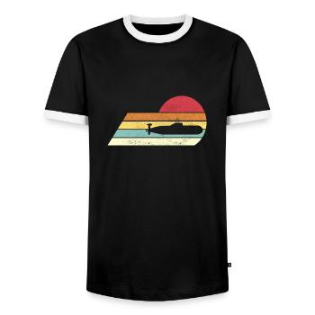 U-Boot U Boot U-Bootfahrer Retro Boot Vintage - Männer Kontrast-T-Shirt - Schwarz/Weiß - Vorne - AI Model Female 172 light (172cm) & AI Model Male 178 light (178cm)