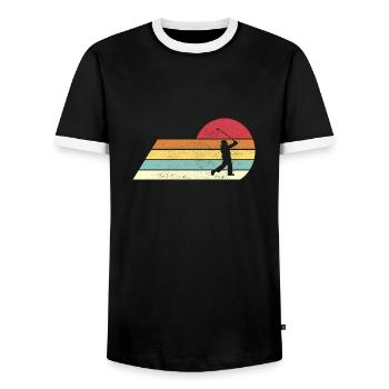 Golf Rétro Sport - T-shirt contrasté Homme - noir/blanc - Devant - AI Model Female 172 light (172cm) & AI Model Male 178 light (178cm)
