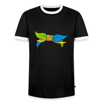Foulard féminin coloré - T-shirt contrasté Homme - noir/blanc - Devant - AI Model Female 172 light (172cm) & AI Model Male 178 light (178cm)